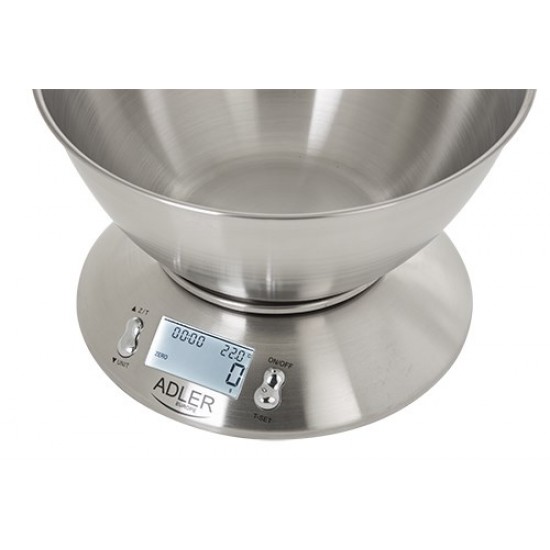 Adler AD 3134 Electronic kitchen scale Stainless steel Round