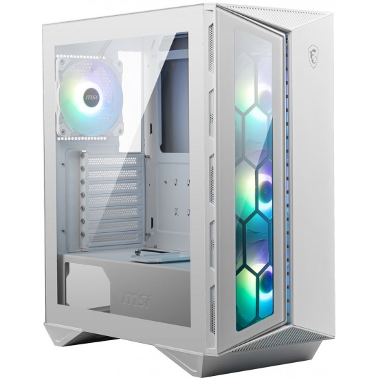 MSI MPG GUNGNIR 110R WHITE Mid Tower Gaming Computer Case 'White, 4x 120mm ARGB Fan, 1 to 6 ARGB Control board, USB Type-C, Tempered Glass, Center, ATX, mATX, mini-ITX'