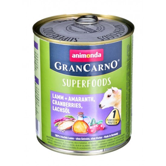 ANIMONDA GranCarno Superfoods flavor: lamb, amaranth, cranberry, salmon oil - 800g can