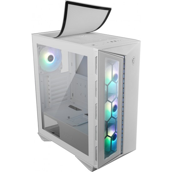 MSI MPG GUNGNIR 110R WHITE Mid Tower Gaming Computer Case 'White, 4x 120mm ARGB Fan, 1 to 6 ARGB Control board, USB Type-C, Tempered Glass, Center, ATX, mATX, mini-ITX'