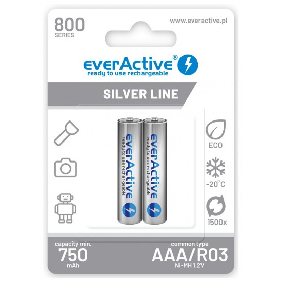 Rechargeable batteries everActive Ni-MH R03 AAA 800 mAh Silver Line - 2 pieces