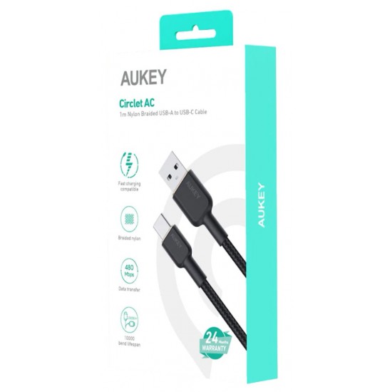 AUKEY CB-NAC1 USB-C Type-C Power Delivery PD 60W 3A 1m Nylon Black