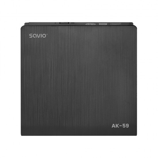 SAVIO AK-59 External slim CD/DVD Recorder R/RW - USB-C/USB-A, black