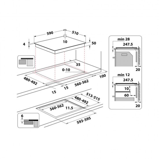 Whirlpool WL B3360 NE Black Built-in 59 cm Zone induction hob 4 zone(s)