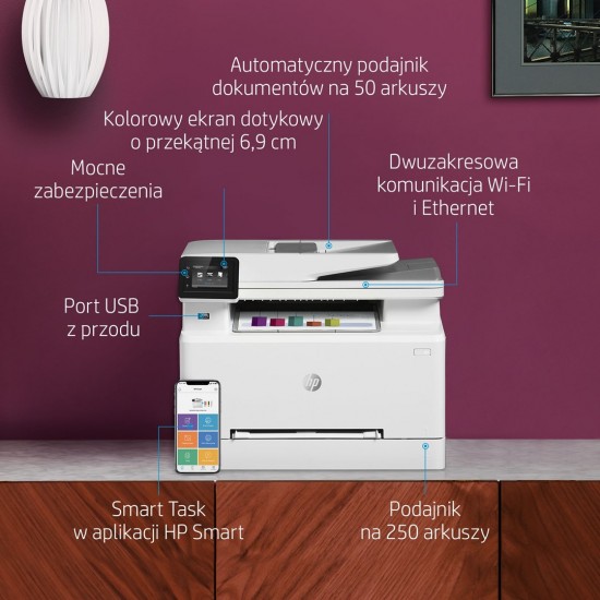 HP Color LaserJet Pro MFP M282nw, Print, Copy, Scan, Front-facing USB printing; Scan to email; 50-sheet uncurled ADF