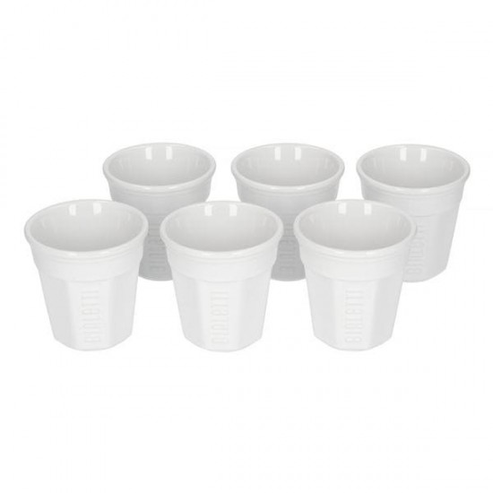 Set of 6 espresso cups BIALETTI BICCHIERINI Porcelain 6x 60 ml White