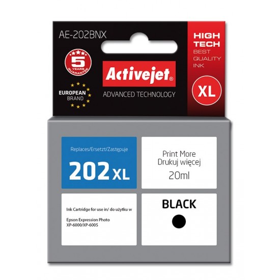 Activejet AE-202BNX ink (replacement for Epson 202XL G14010; Supreme; 20 ml; black)