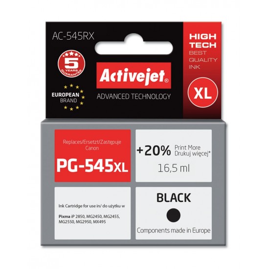 Activejet AC-545RX Ink cartridge (replacement for Canon PG-545XL; Premium; 16.5 ml; 400 pages, black)