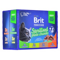 BRIT Premium Cat Sterilised Plate - wet cat food - 12x100g