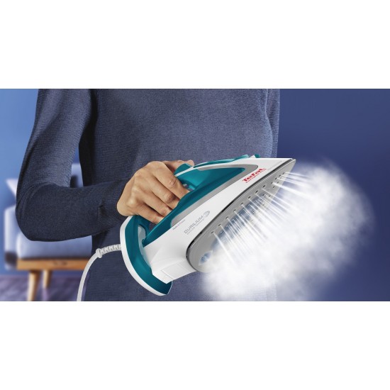 Tefal EasyGliss Plus FV5718 iron Dry & Steam iron Durilium soleplate 2400 W Turquoise, White