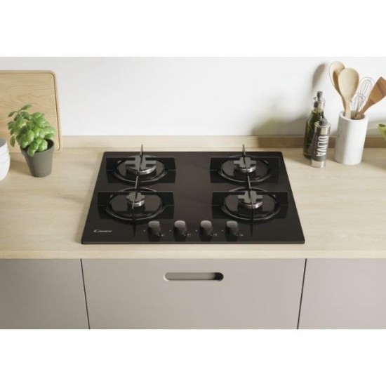 Candy CVW6BB hob Black Built-in 59.5 cm Gas 4 zone(s)