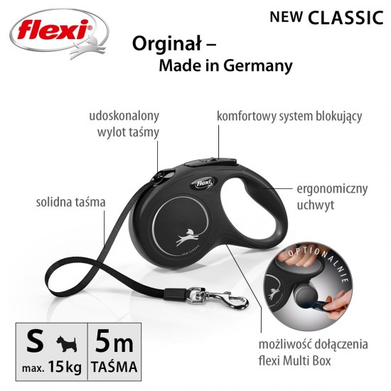 Flexi New CLASSIC 5 m Black Dog Retractable lead