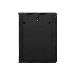 Lanberg wall-mounted installation rack cabinet 19'' 18U 600x600mm black (glass door)