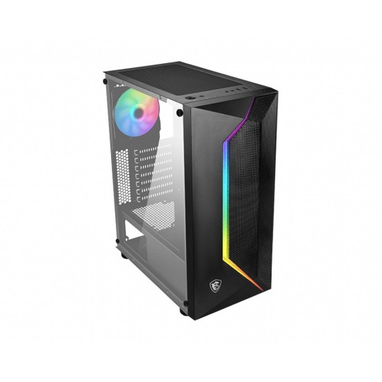 MSI MAG VAMPIRIC 100R 'V100R' Mid Tower Gaming Computer Case 'Black, 1x 120mm ARGB PWM Fan, 1x 120mm PWM Fan, RGB Front Panel, Tempered Glass Panel, ATX, mATX, mini-ITX'