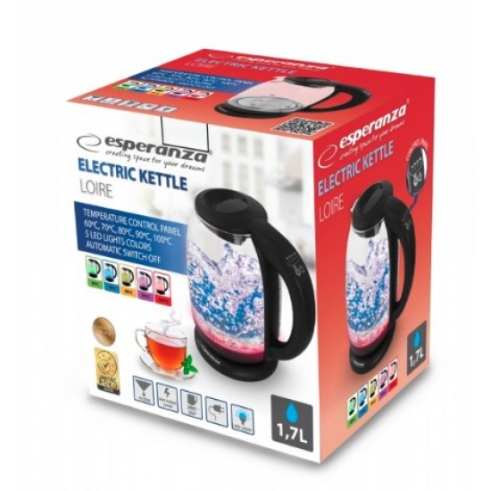 Esperanza EKK027 electric kettle 1.7 L Black,Transparent 2200 W