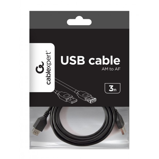 Gembird 3m USB 2.0 A M/FM USB cable USB A Black