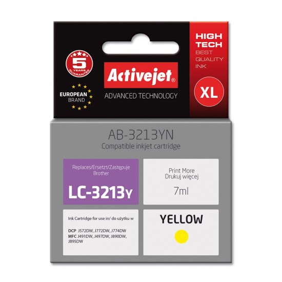 Activejet AB-3213YN Ink cartridge (replacement for Brother LC3213Y; Supreme; 7 ml; yellow)