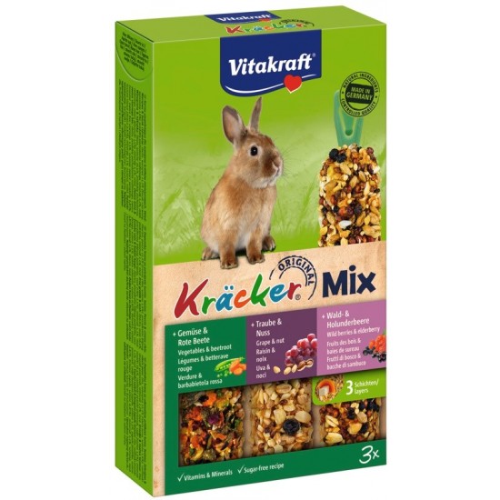 VITAKRAFT KRACKER forest fruits/walnuts/vegetables - treats for rabbits - 3 pieces