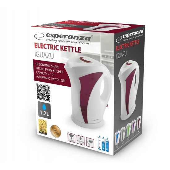 Esperanza EKK018R Electric kettle 1.7 L, White / Red