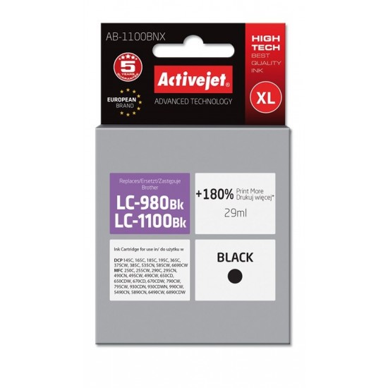 Activejet AB-1100BNX ink (replacement for Brother LC1100/LC980Bk; Supreme; 29 ml; black)