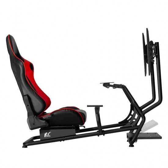 NanoRS RS160 Gaming Chair Racing Simulator Stand 3 in 1 PC Console Gamers Synthetic Leather Cover Steering Wheel Stand TV Bracket Up to 50