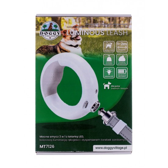 DOGGY VILLAGE Luminous Leash 3in1 MT7126 white - dog leash - 2 m