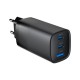 Gembird TA-UC-PDQC65-01-BK 3-port 65 W GaN USB PowerDelivery fast charger, black