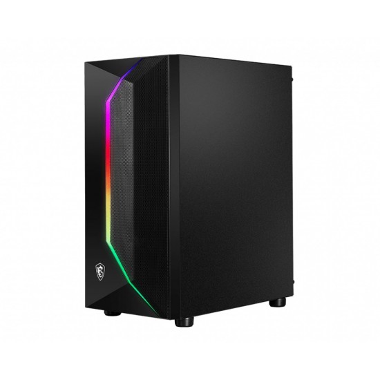 MSI MAG VAMPIRIC 100R 'V100R' Mid Tower Gaming Computer Case 'Black, 1x 120mm ARGB PWM Fan, 1x 120mm PWM Fan, RGB Front Panel, Tempered Glass Panel, ATX, mATX, mini-ITX'