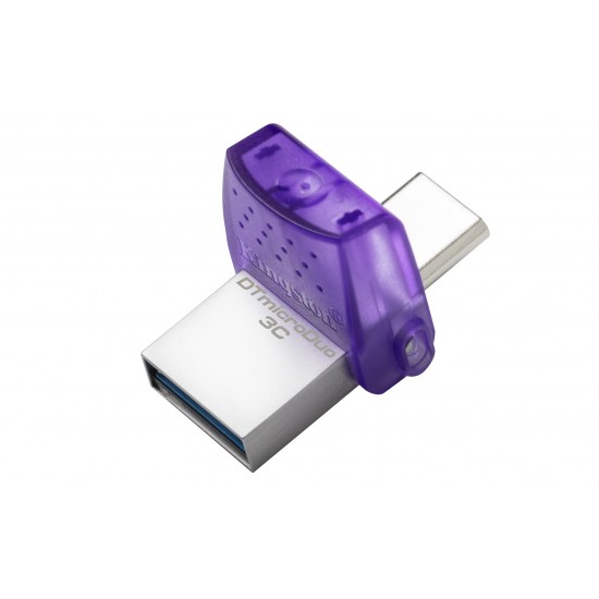 Kingston Technology DataTraveler microDuo 3C USB flash drive 64 GB USB Type-A / USB Type-C 3.2 Gen 1 (3.1 Gen 1) Purple, Stainless steel