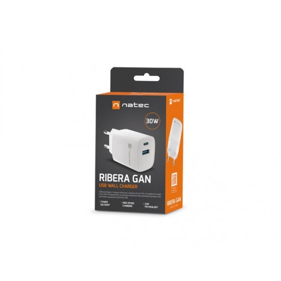 NATEC CHARGER NATEC RIBERA GAN 1X USB-A + 1X USB-C