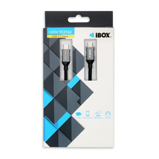 I-BOX USB C/USB C, 1 m USB cable 3.2 Gen 2 (3.1 Gen 2) Black