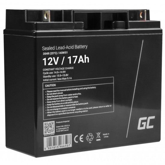 Green Cell AGM51 vehicle battery Sealed Lead Acid (VRLA) 17 Ah 12 V