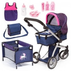 BAYER DOLL PRAM, COMBI COT MEGA SET 18354AC