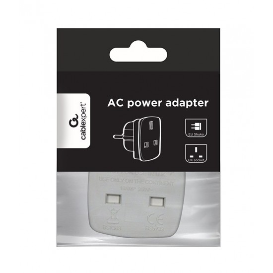 Gembird A-AC-UKEU-001 power plug adapter Type G (UK) Type F White