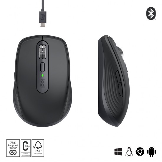 Logitech MX Anywhere 3S mouse Right-hand RF Wireless + Bluetooth Laser 8000 DPI