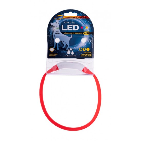 HILTON LED silicone 1.4x0.8x40 cm with USB - dog collar