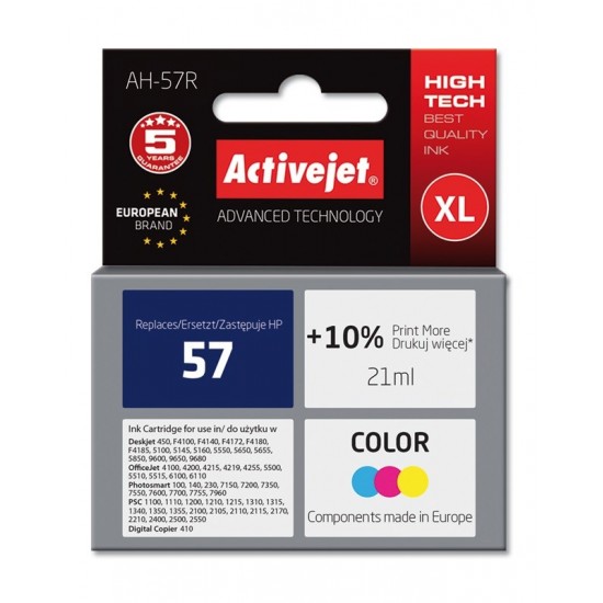 Activejet AH-57R Ink cartridge (replacement for HP 57 C6657AE; Premium; 21 ml; color)