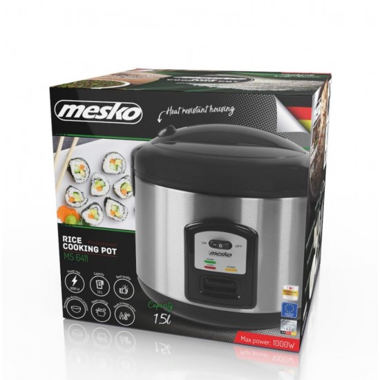 Mesko MS 6411 rice cooker Black,Stainless steel 1000 W