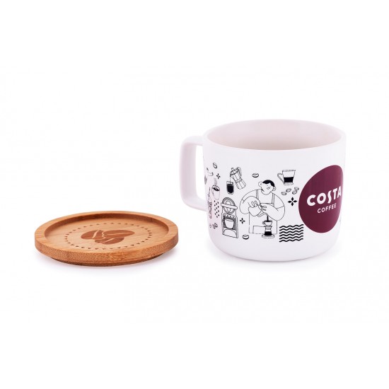 KUBEK CERAMICZNY Z POKRYWKĄ COSTA COFFEE