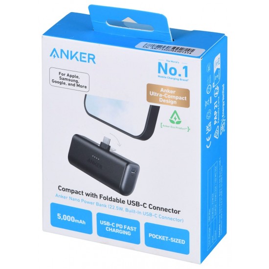 Powerbank Anker Nano 5000mAh 22.5W z wbudowanym złączem USB-C czarny