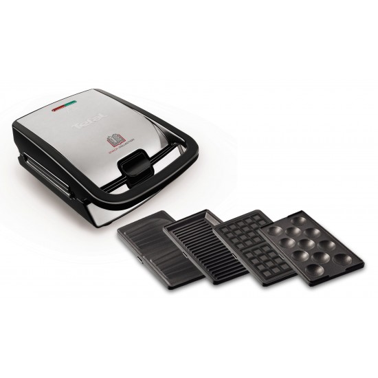 Tefal SW854D sandwich maker 700 W Black, Stainless steel