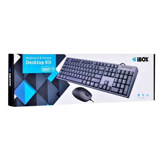 Keyboard + mouse Set IBOX IKMS606 (USB 2.0; (US); black color; Optical; 800 DPI)