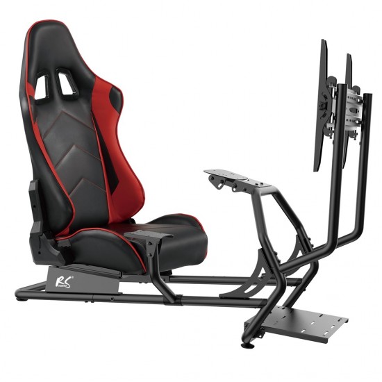 NanoRS RS160 Gaming Chair Racing Simulator Stand 3 in 1 PC Console Gamers Synthetic Leather Cover Steering Wheel Stand TV Bracket Up to 50