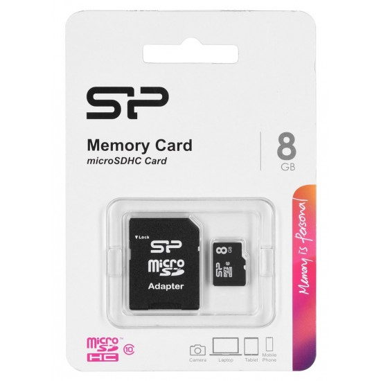 Silicon Power SP008GBSTH010V10SP memory card 8 GB MicroSDHC Class 10