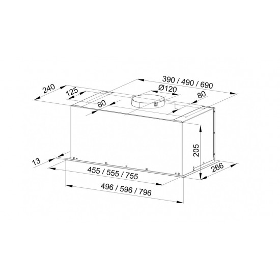 Cabinet-mounted ventilation hood MAAN Fiugi 2 60 310 m3/h, Satin