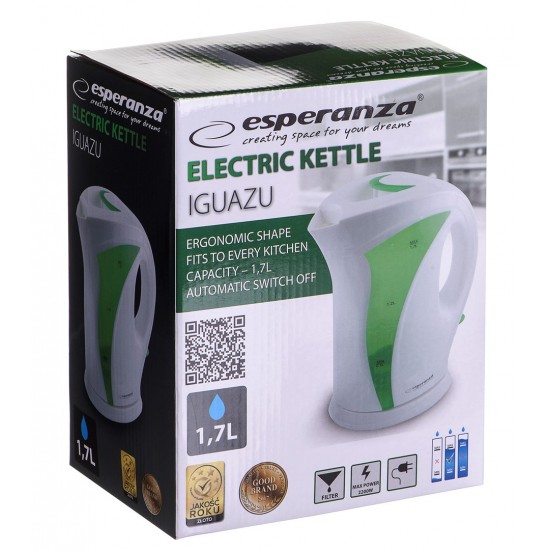 Esperanza EKK018G Electric kettle 1.7 L, White / Green