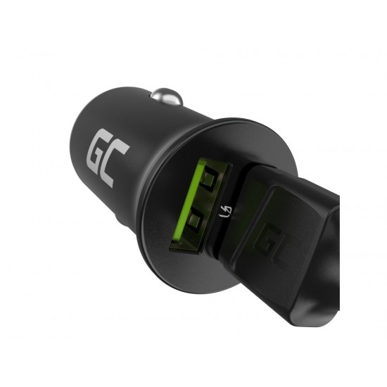 Green Cell GC CADM-GC-36AA - USB-Ladegeraet 36 W 2x USB-A schwarz Flashlight, GPS, Headphones, Mobile phone, Navigator, Other, Portable speaker, Power bank, Smartphone, Smartwatch, Tablet, Telephone, Universal Black Cigar lighter Fast charging Auto, Indoo