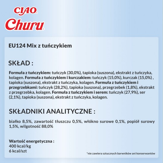 INABA CHURU Varietes Tuńczyk -przysmak dla kota 20x14 g