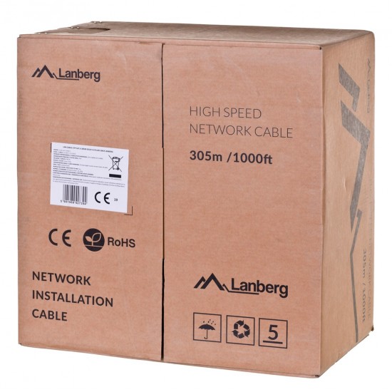 Lanberg LCU6-12CU-0305-S networking cable 305 m Cat6 U/UTP (UTP) Gray