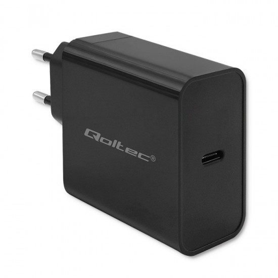 Qoltec 52379 Super Quick PD Charger | 1xUSB-C | 65W | 5-20V | 3-3.25A | Black